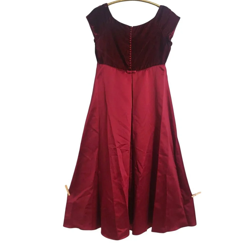 Alfred Angelo Red Velvet Satin Gown Size 20W Formal Romantic Holiday Dress - Picture 14 of 15